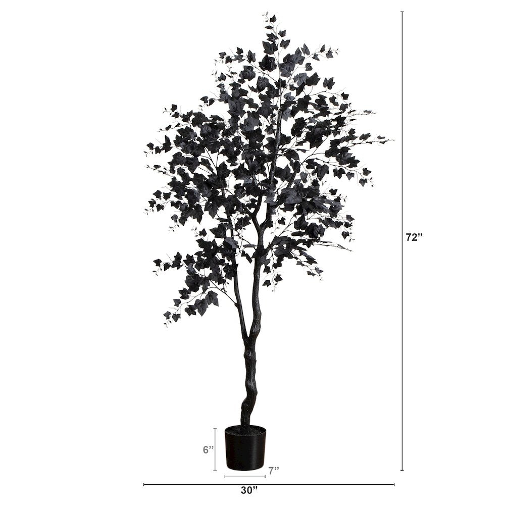 6ft. Artificial Halloween Black Maple Tree