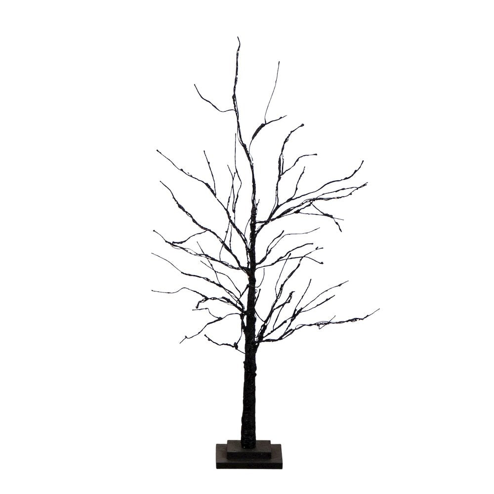 3ft. Pre-Lit Halloween Black Twig Artificial Tree with 80 LED Lights