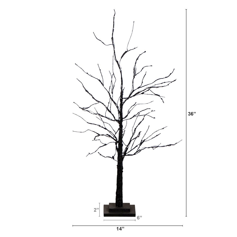 3ft. Pre-Lit Halloween Black Twig Artificial Tree with 80 LED Lights