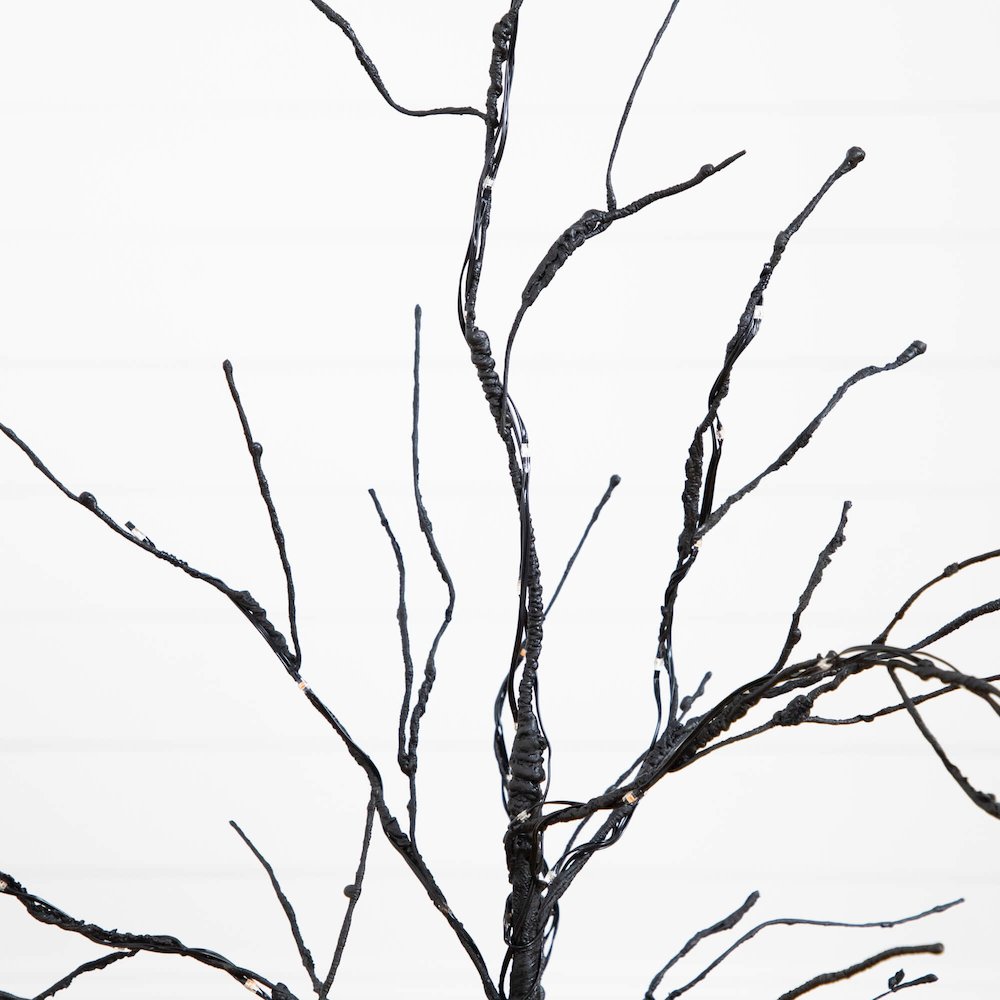 3ft. Pre-Lit Halloween Black Twig Artificial Tree with 80 LED Lights