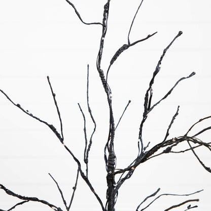 3ft. Pre-Lit Halloween Black Twig Artificial Tree with 80 LED Lights
