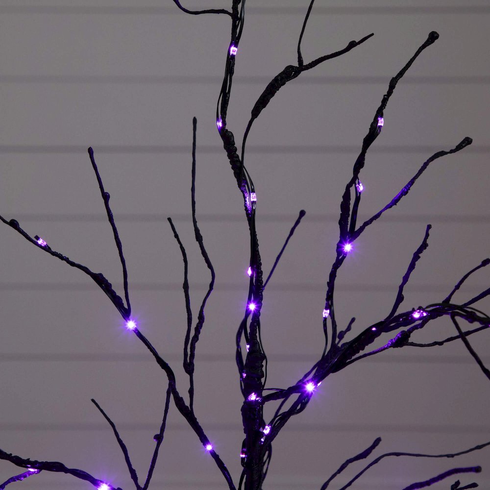 3ft. Pre-Lit Halloween Black Twig Artificial Tree with 80 LED Lights