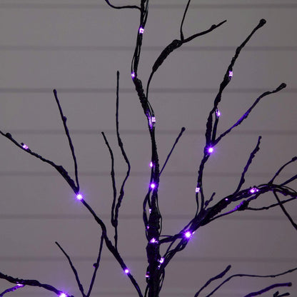 3ft. Pre-Lit Halloween Black Twig Artificial Tree with 80 LED Lights