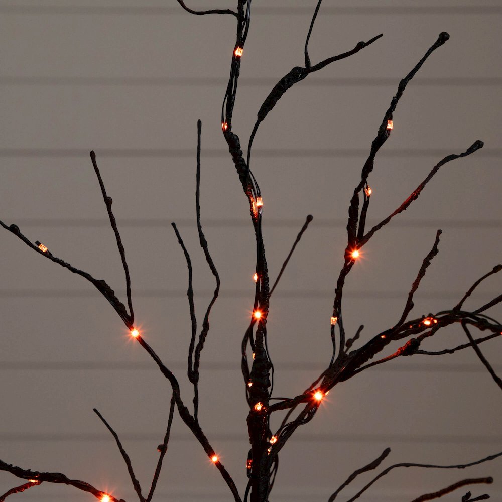 3ft. Pre-Lit Halloween Black Twig Artificial Tree with 80 LED Lights