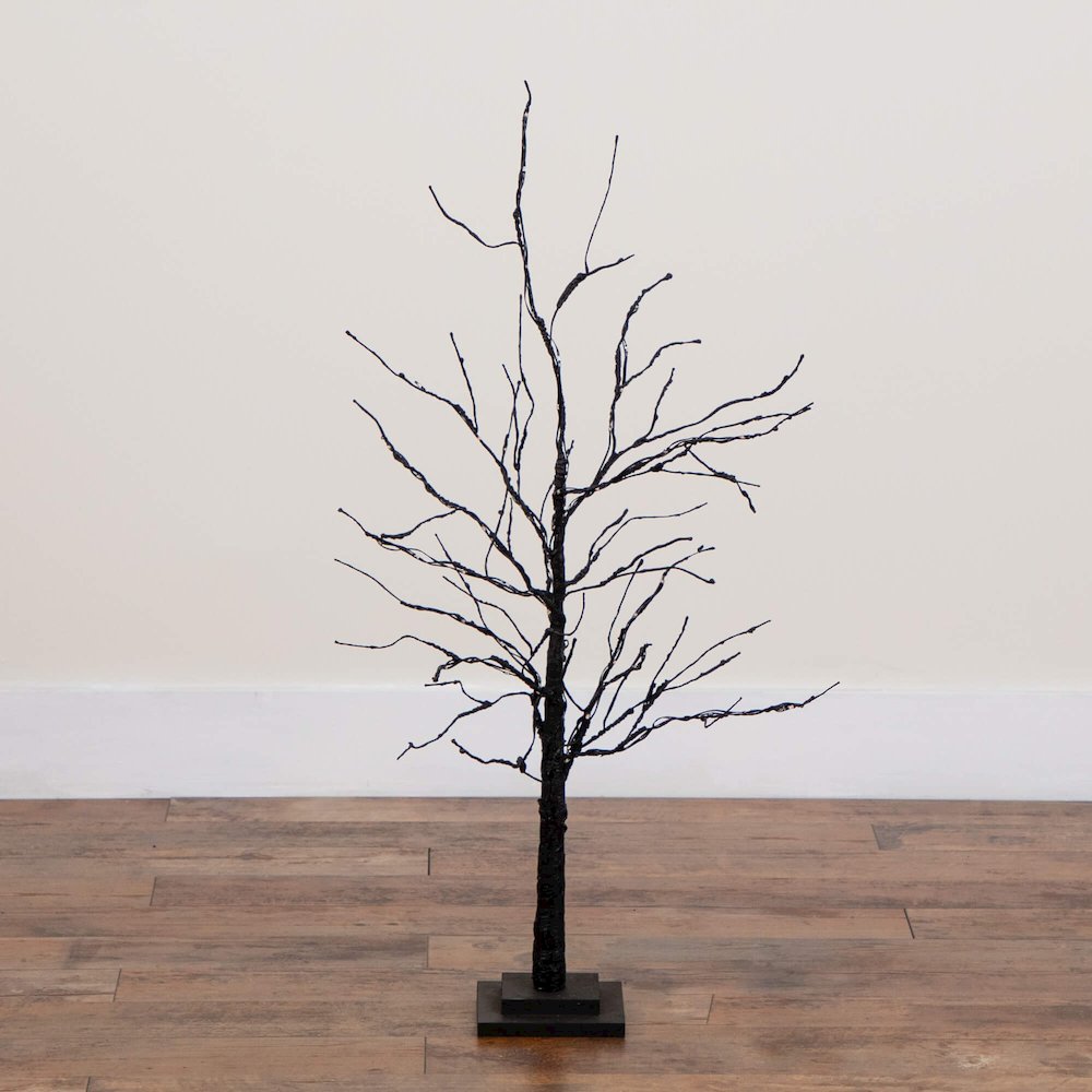 3ft. Pre-Lit Halloween Black Twig Artificial Tree with 80 LED Lights