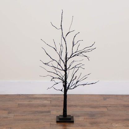 3ft. Pre-Lit Halloween Black Twig Artificial Tree with 80 LED Lights