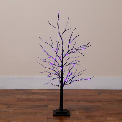 3ft. Pre-Lit Halloween Black Twig Artificial Tree with 80 LED Lights