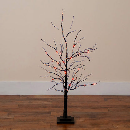 3ft. Pre-Lit Halloween Black Twig Artificial Tree with 80 LED Lights
