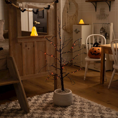 3ft. Pre-Lit Halloween Black Twig Artificial Tree with 80 LED Lights