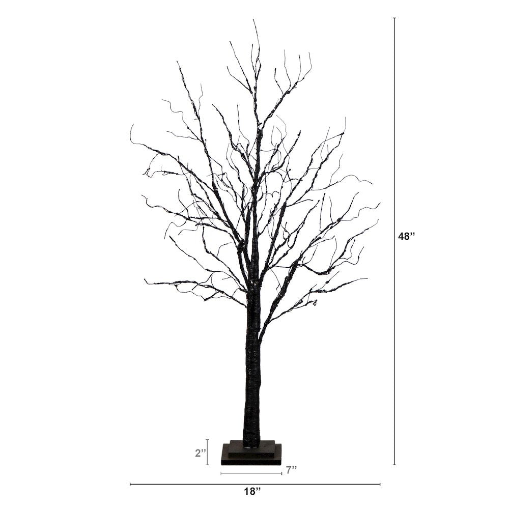4ft. Pre-Lit Halloween Black Twig Artificial Tree with 180 LED Lights
