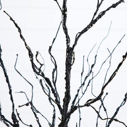 4ft. Pre-Lit Halloween Black Twig Artificial Tree with 180 LED Lights