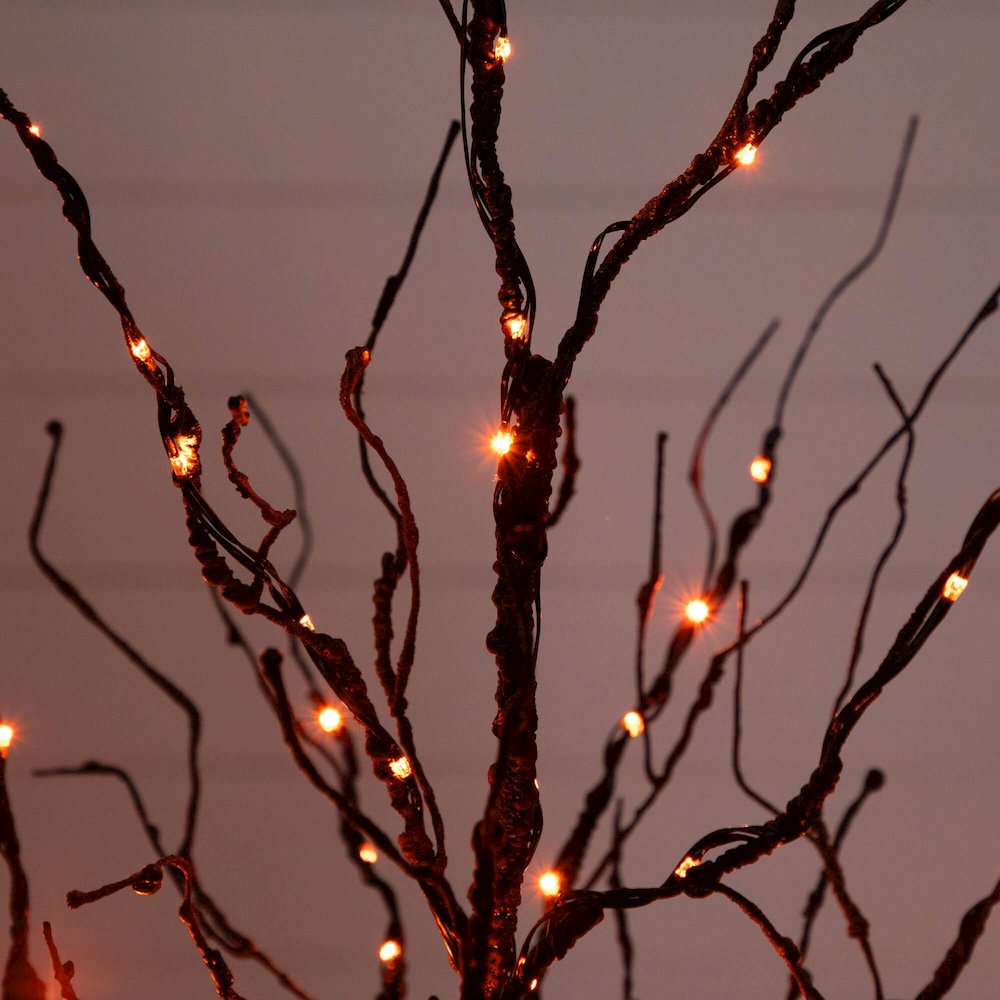 4ft. Pre-Lit Halloween Black Twig Artificial Tree with 180 LED Lights