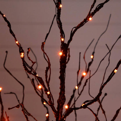 4ft. Pre-Lit Halloween Black Twig Artificial Tree with 180 LED Lights