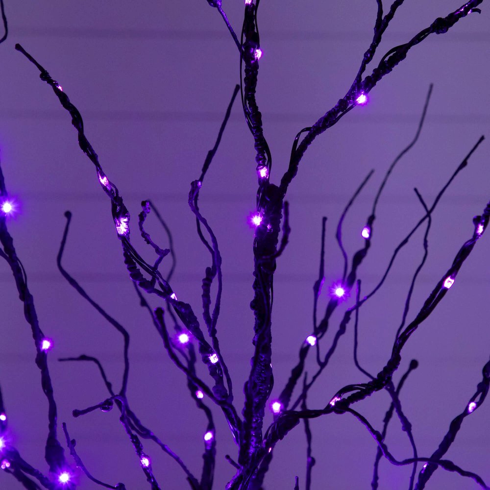 4ft. Pre-Lit Halloween Black Twig Artificial Tree with 180 LED Lights