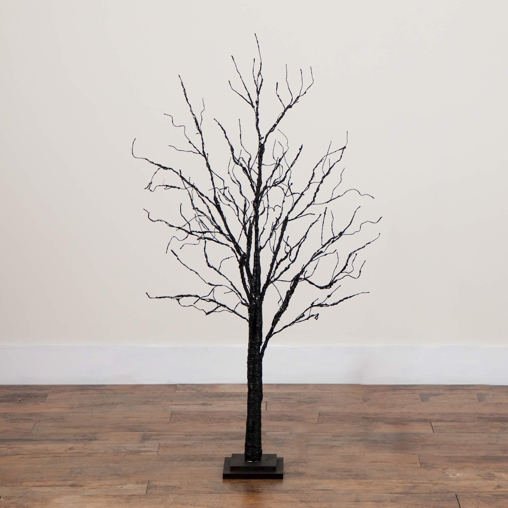 4ft. Pre-Lit Halloween Black Twig Artificial Tree with 180 LED Lights