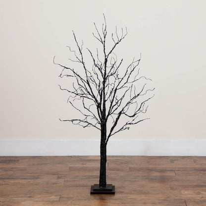 4ft. Pre-Lit Halloween Black Twig Artificial Tree with 180 LED Lights