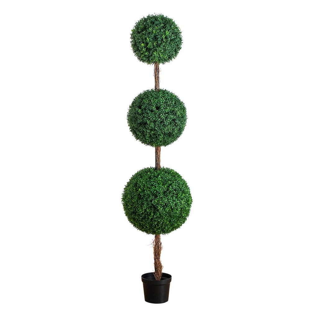 7ft. UV Resistant Artificial Triple Ball Boxwood Topiary Tree (Indoor/Outdoor)