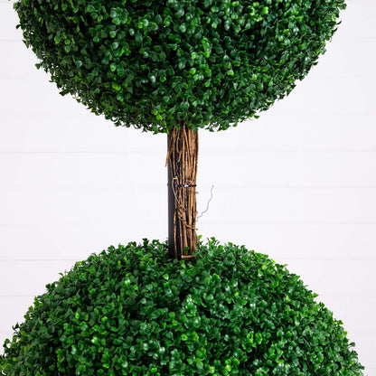 7ft. UV Resistant Artificial Triple Ball Boxwood Topiary Tree (Indoor/Outdoor)
