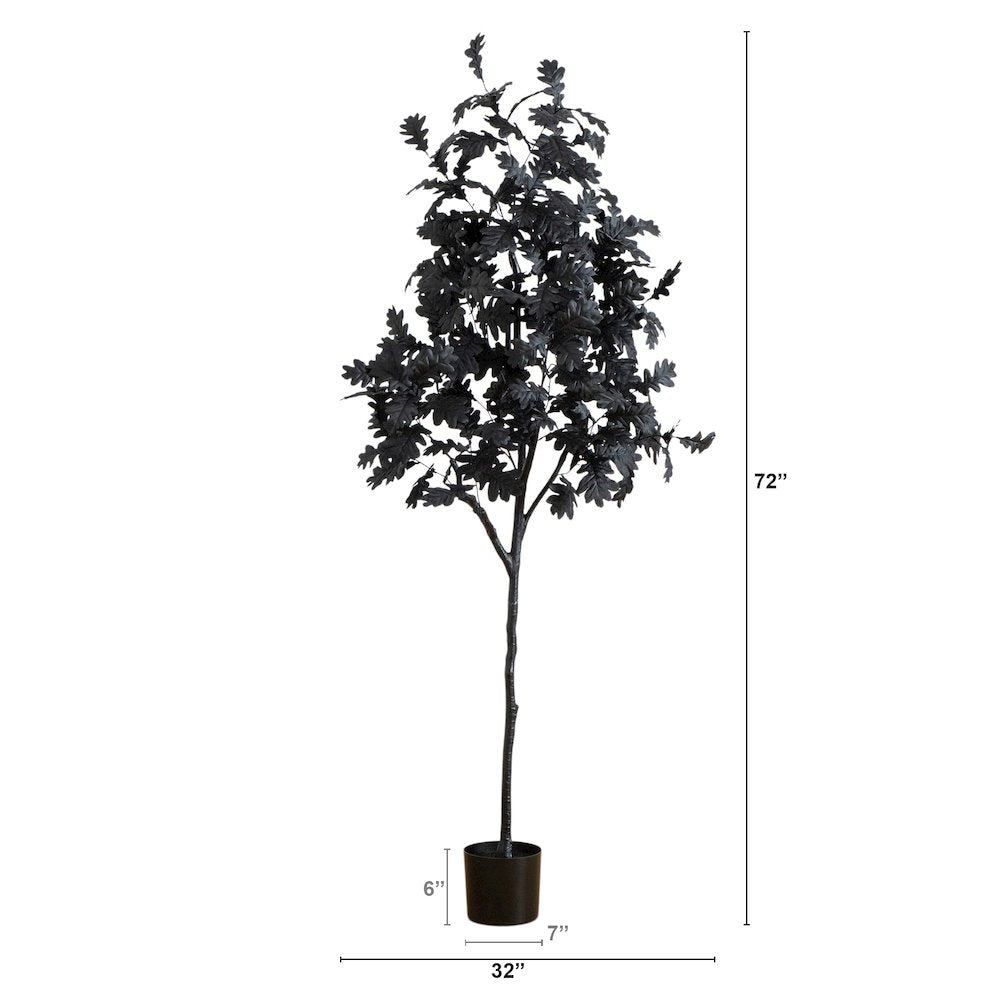 6ft. Artificial Halloween Black Oak Tree