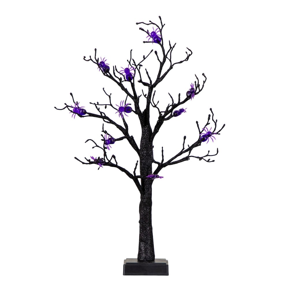 2ft. Pre-Lit Artificial Halloween Spider Twig Tree with 24 Purple LED Lights