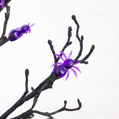 2ft. Pre-Lit Artificial Halloween Spider Twig Tree with 24 Purple LED Lights