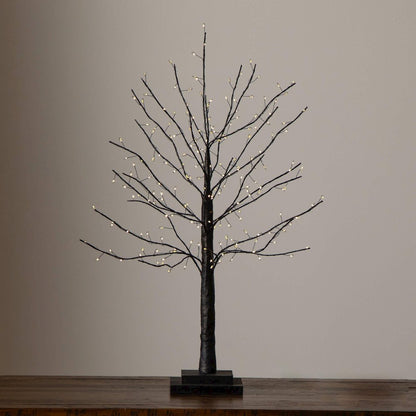 2ft. Pre-Lit Artificial Halloween Black Twig Tree with 210 LED Lights