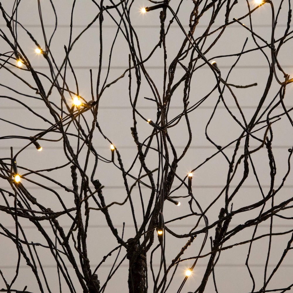 5ft. Pre-Lit Artificial Halloween Black Twig Tree with Bats and 50 LED Lights