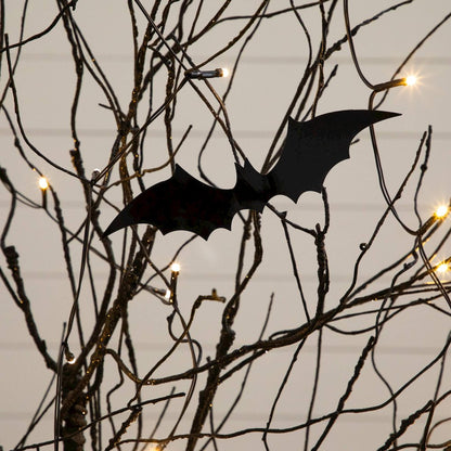 5ft. Pre-Lit Artificial Halloween Black Twig Tree with Bats and 50 LED Lights