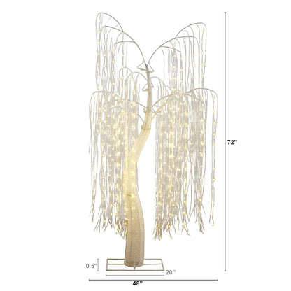 7ft. Pre-Lit Artificial White Willow Tree with 400 Cool White LED Light