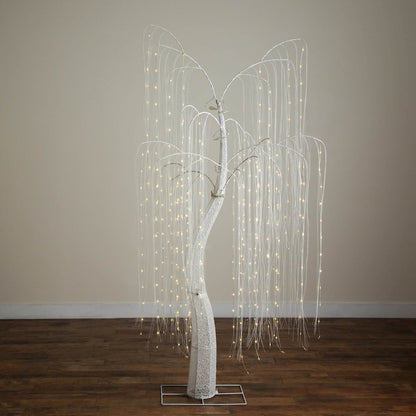7ft. Pre-Lit Artificial White Willow Tree with 400 Cool White LED Light