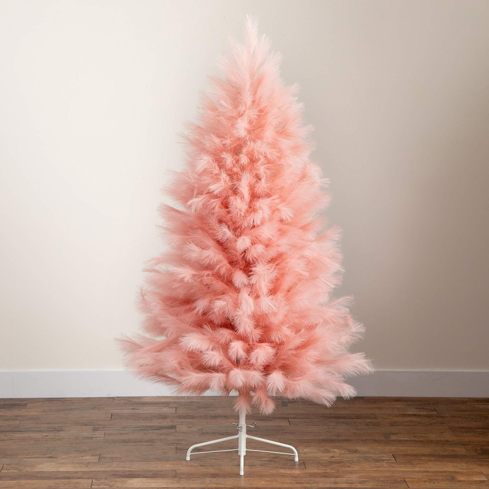 6ft. Artificial Pink Pampas Grass Christmas Tree