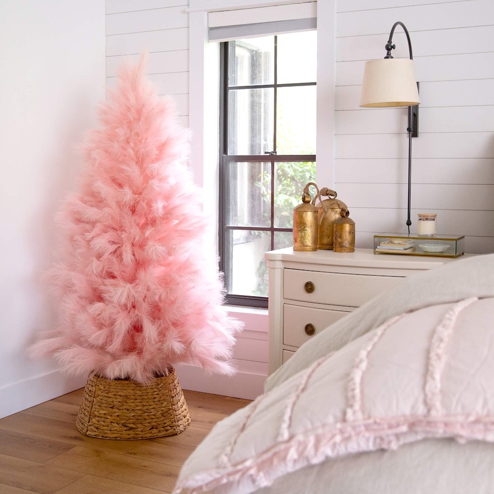 6ft. Artificial Pink Pampas Grass Christmas Tree