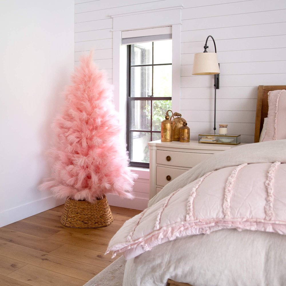 6ft. Artificial Pink Pampas Grass Christmas Tree