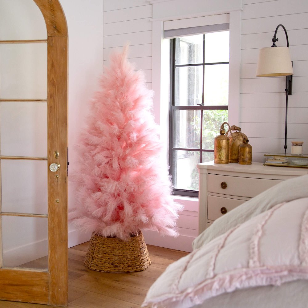 6ft. Artificial Pink Pampas Grass Christmas Tree