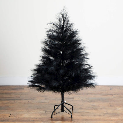4ft. Artificial Halloween Black Pampas Grass Christmas Tree