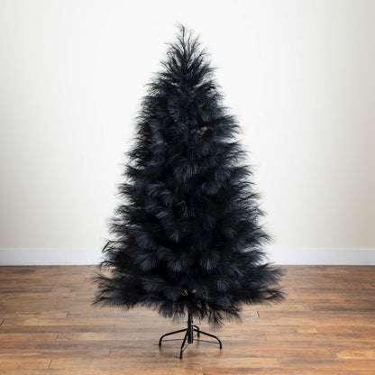 6ft. Artificial Halloween Black Pampas Grass Christmas Tree
