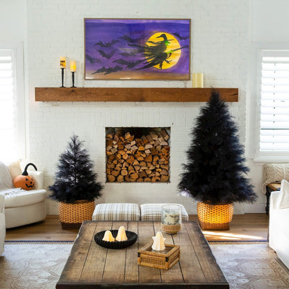 6ft. Artificial Halloween Black Pampas Grass Christmas Tree
