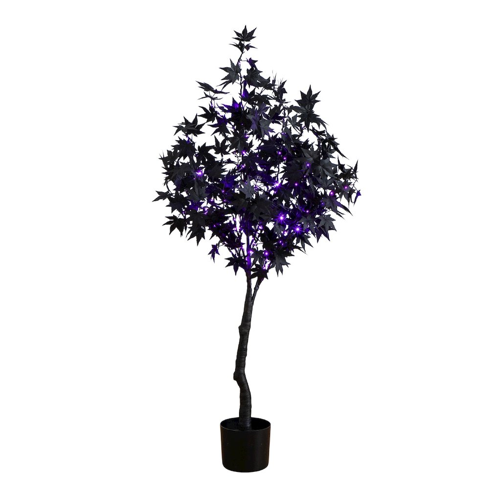 4ft. Pre-Lit Artificial Halloween Black Maple Tree with 180 LED Lights