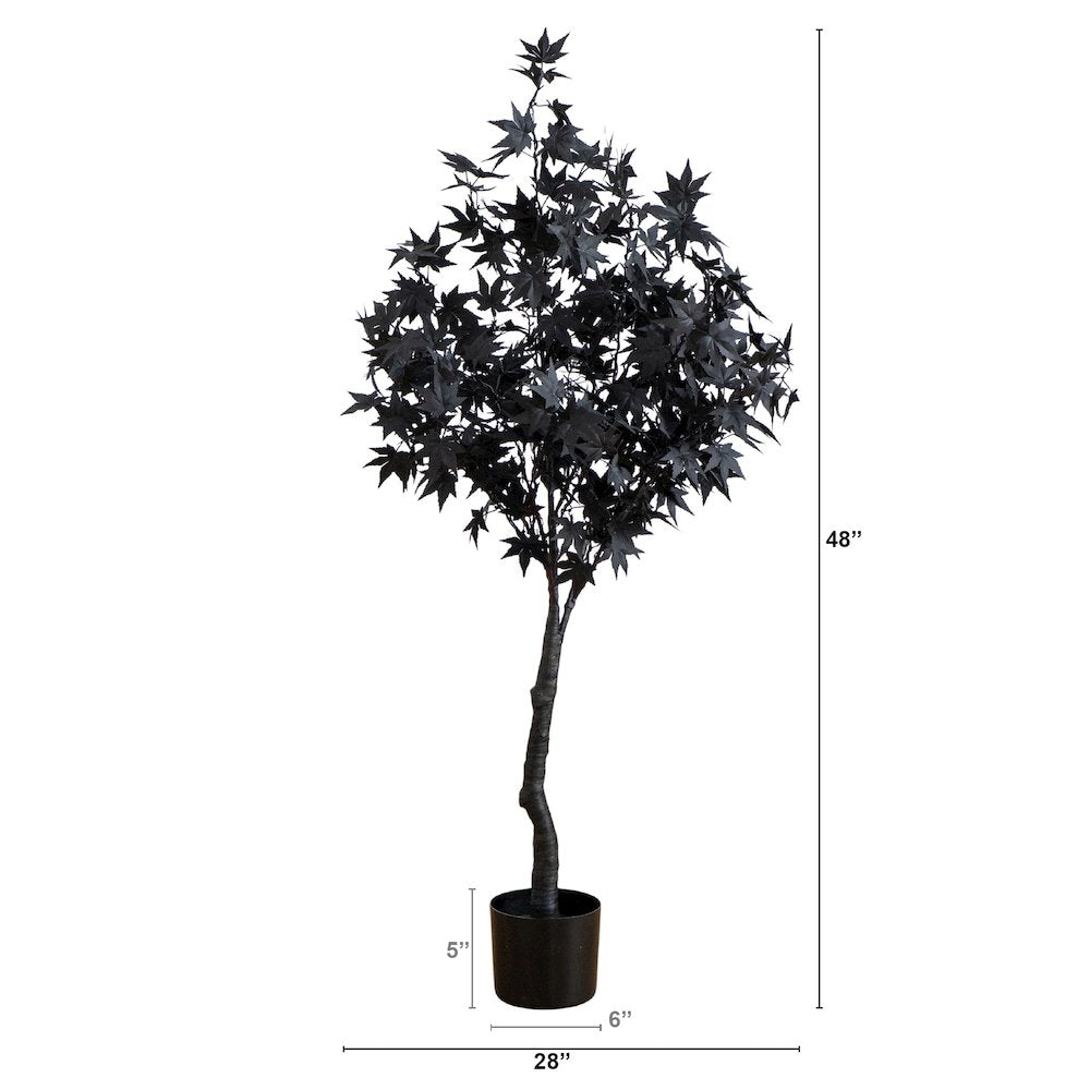4ft. Pre-Lit Artificial Halloween Black Maple Tree with 180 LED Lights