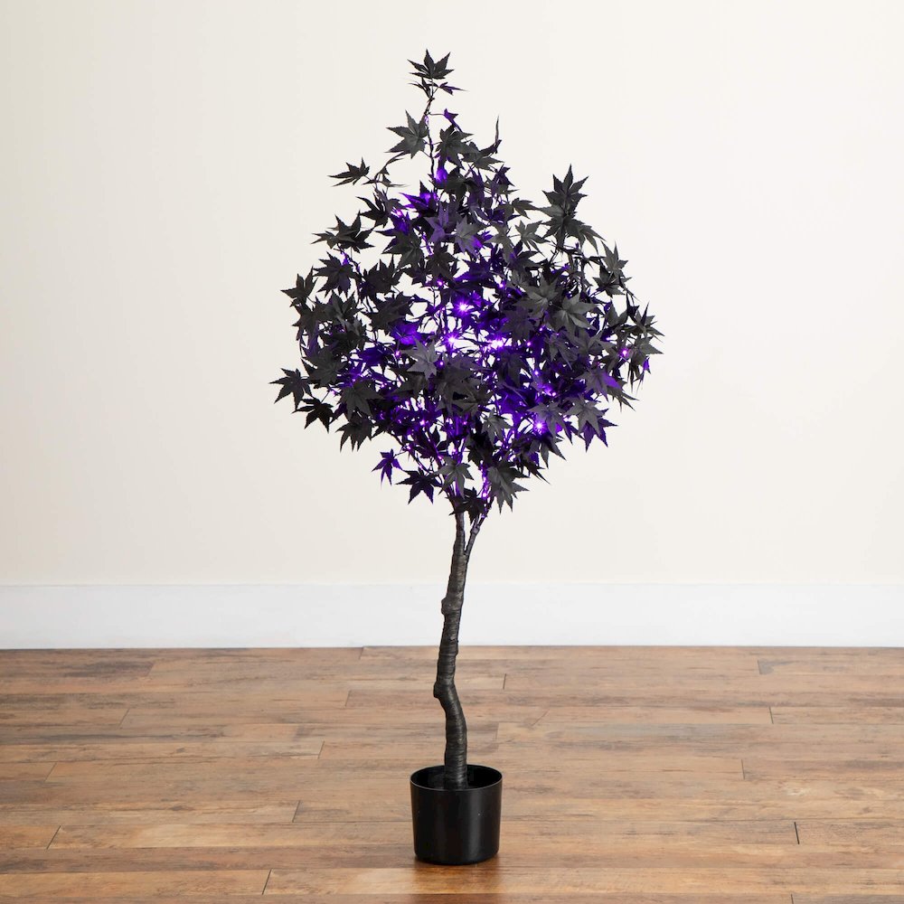 4ft. Pre-Lit Artificial Halloween Black Maple Tree with 180 LED Lights