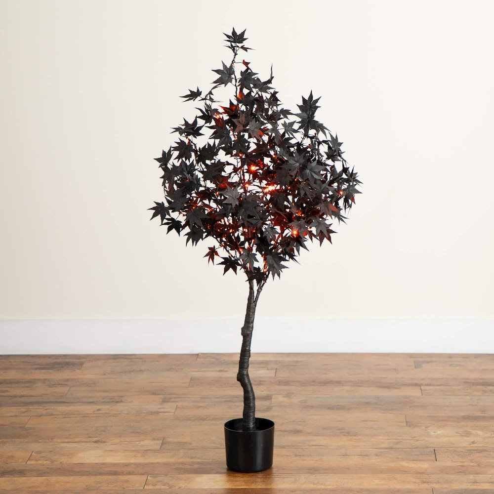 4ft. Pre-Lit Artificial Halloween Black Maple Tree with 180 LED Lights