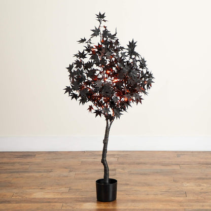 4ft. Pre-Lit Artificial Halloween Black Maple Tree with 180 LED Lights