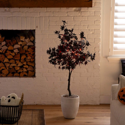 4ft. Pre-Lit Artificial Halloween Black Maple Tree with 180 LED Lights