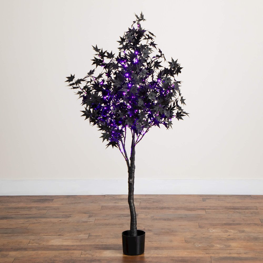 5ft. Pre-Lit Artificial Halloween Black Maple Tree with 240 LED Lights