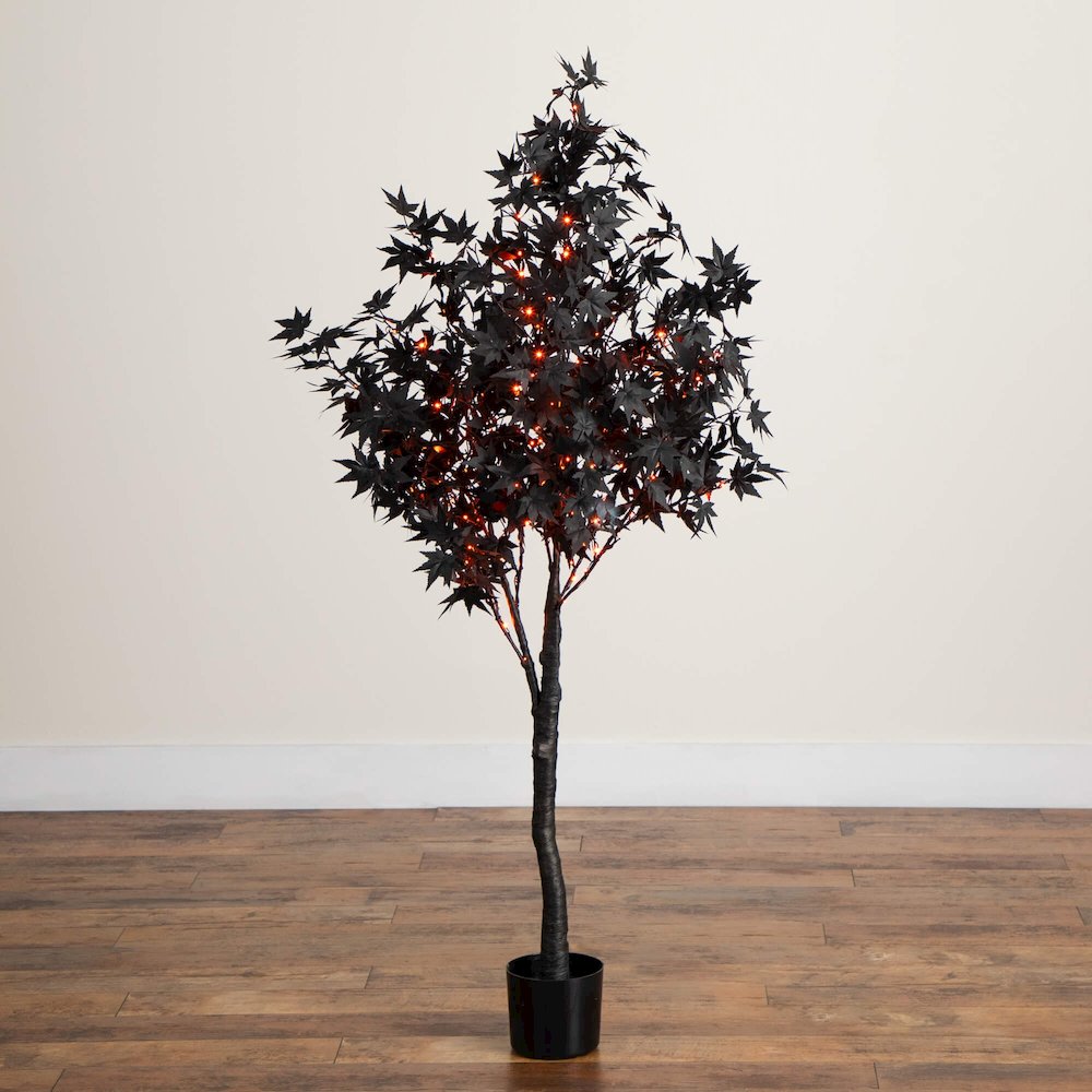 5ft. Pre-Lit Artificial Halloween Black Maple Tree with 240 LED Lights