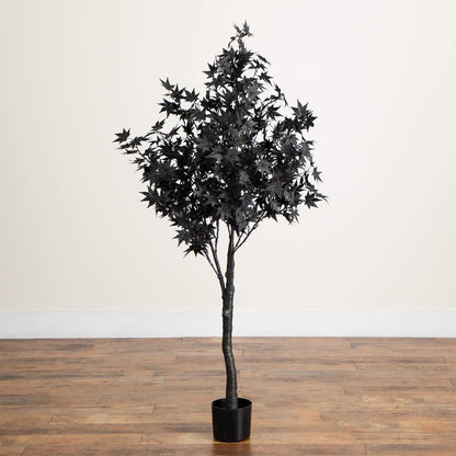 5ft. Pre-Lit Artificial Halloween Black Maple Tree with 240 LED Lights