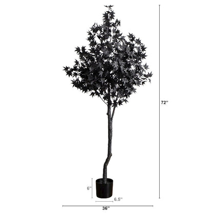 6ft. Pre-Lit Artificial Halloween Black Maple Tree with 300 LED Lights