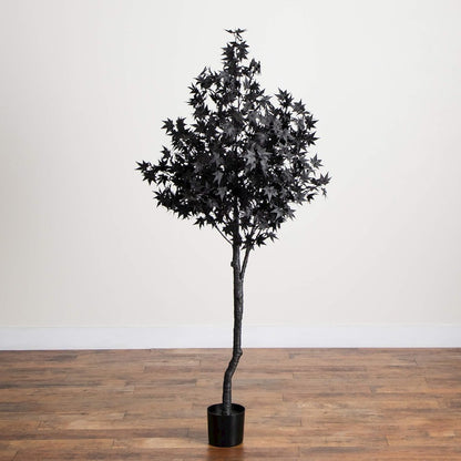 6ft. Pre-Lit Artificial Halloween Black Maple Tree with 300 LED Lights