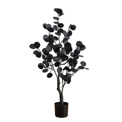 3ft. Pre-Lit Artificial Halloween Black Eucalyptus Tree with 80 LED Lights