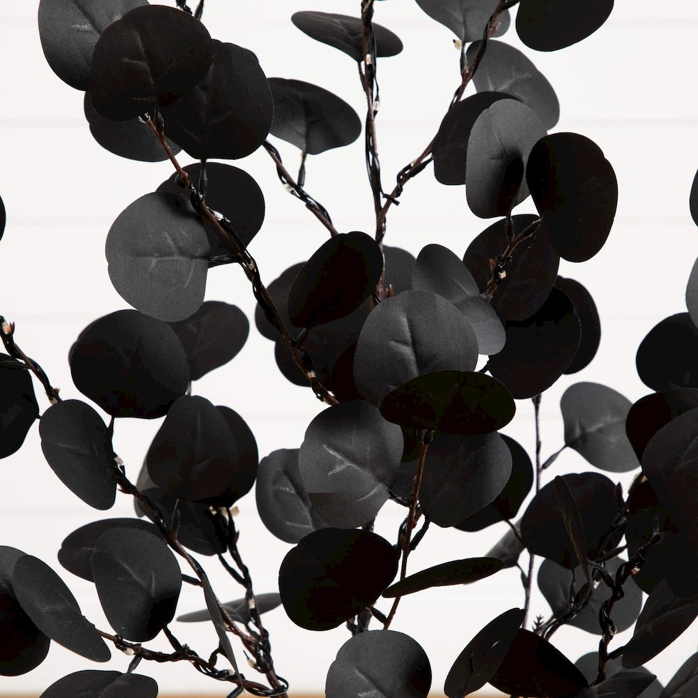 3ft. Pre-Lit Artificial Halloween Black Eucalyptus Tree with 80 LED Lights